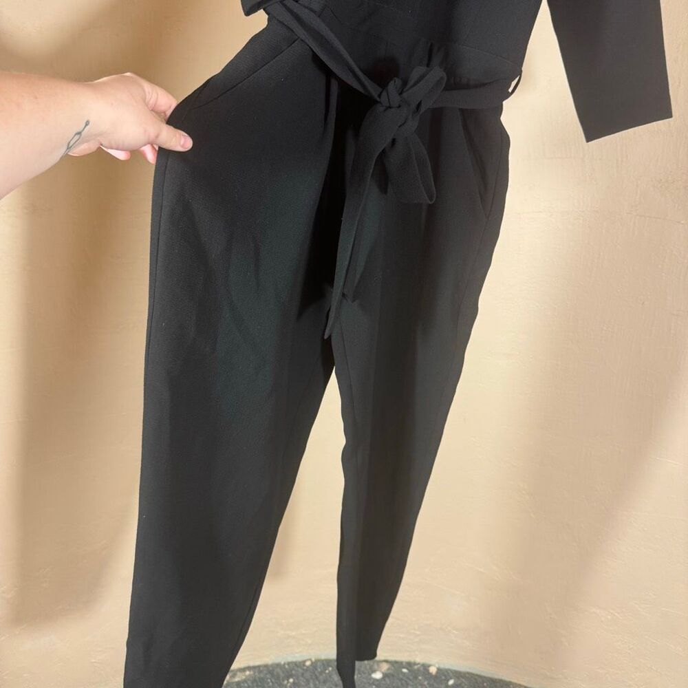 Madewell Black Tie-Waist Jumpsuit – 3/4 Sleeve | Crewneck | Size 4 - Picture 3 of 8